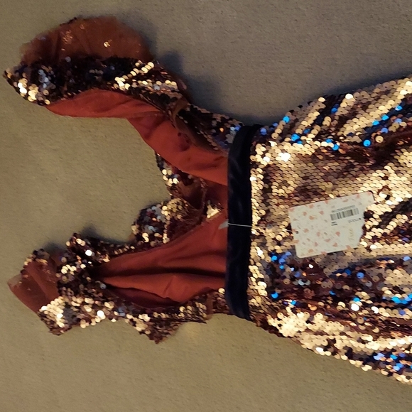 Free People NEW Tribeca Gold Sequin Mini Party Dress Size 2 - Picture 5 of 12